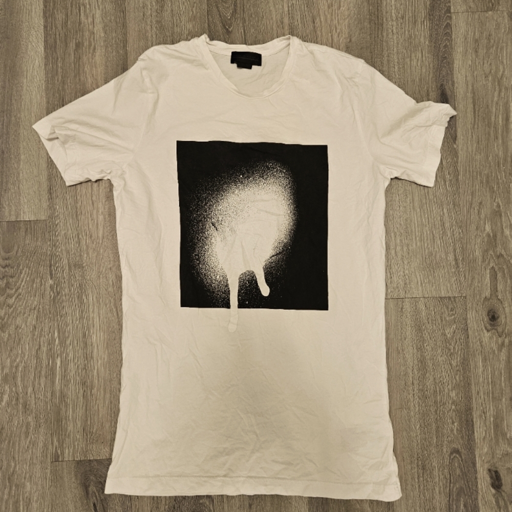 Diesel Black Gold Mens White Spray Paint T-Shirt Size Large